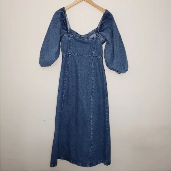 Denim Blue Button-Down Midi Dress - Picture 3 of 8